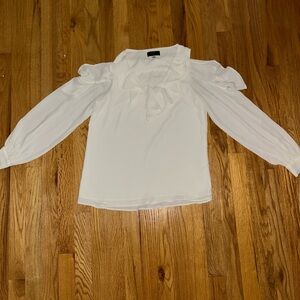 Tahari White Ruffle Blouse